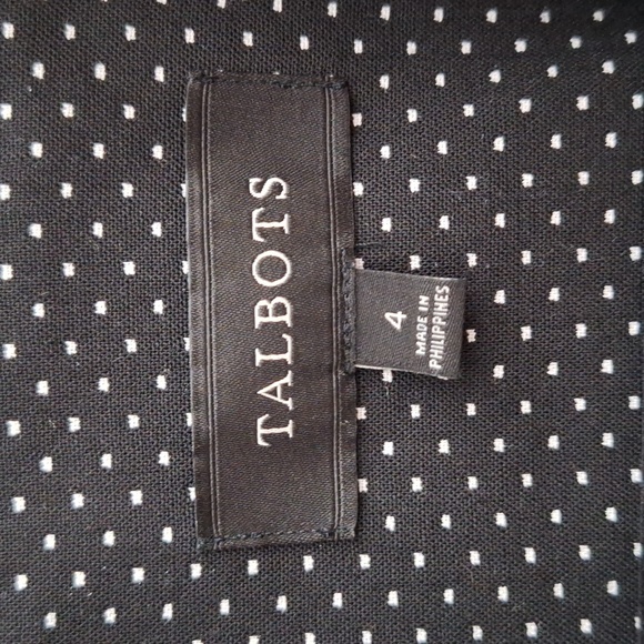 🐦 Talbots 2-Button Long Sleeve Blazer Jacket Women's Size 4 black with dots - Picture 2 of 13